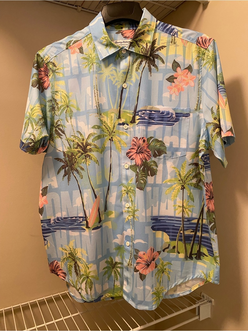 New Tommy Bahama Men’s M Bahama Coast Aqua Shores Infinity Pool Shirt